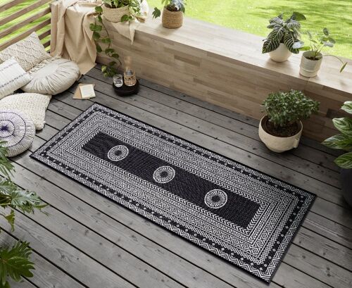 Design In- and Outdoor Runner Elegant Black Cream