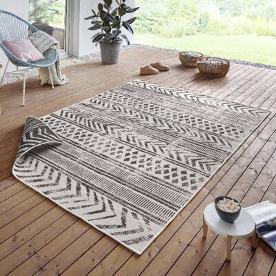 Tapis réversible Biri noir crème