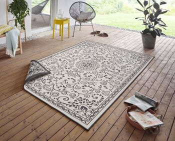 Tapis réversible Leyte noir crème 1