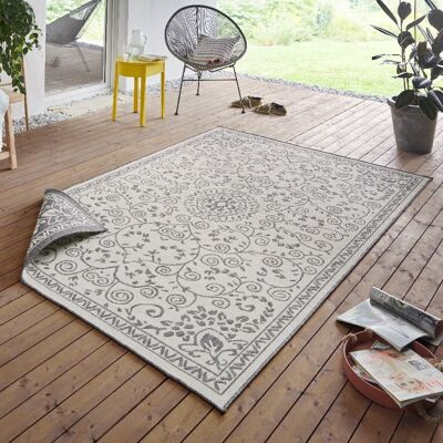 Tapis réversible Leyte gris crème