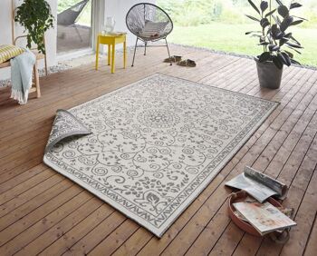 Tapis réversible Leyte gris crème 1