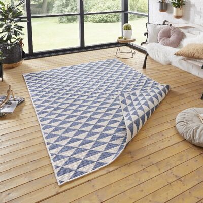 Tapis réversible Tahiti Bleu Crème