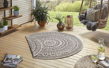 Tapis rond réversible Coron gris crème