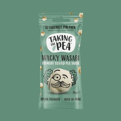 Wacky Wasabi - snack di piselli ricoperti croccanti - vegan friendly - 12 x 25g