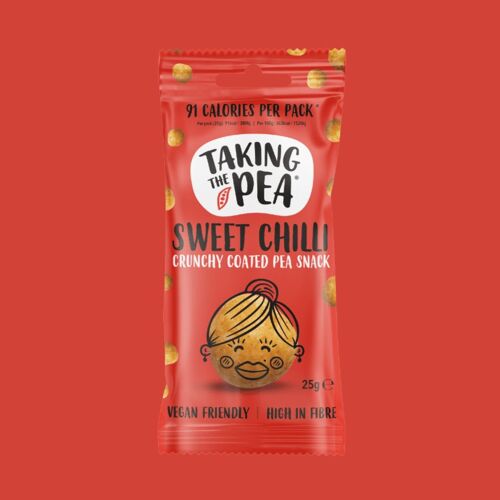 Sweet Chilli - crunchy coated pea snacks - vegan friendly - 12 x 25g