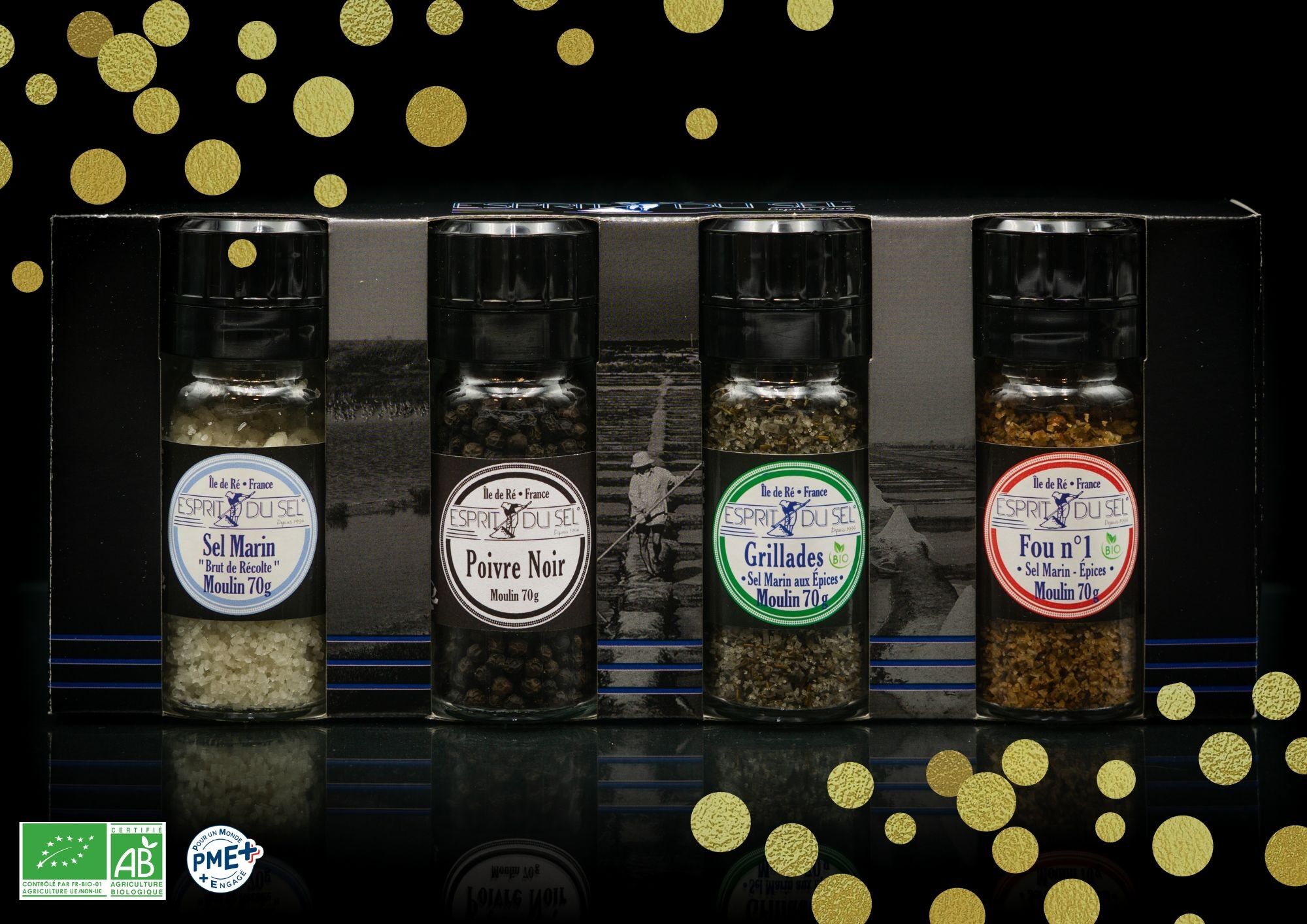 Angeboten wird eine Kiste mit 4 Meersalzmühlen