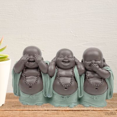 Statuette of 3 Wisdom Bonzes – Zen and Feng Shui Decoration – To Create a Relaxing and Spiritual Atmosphere – Lucky Gift Idea