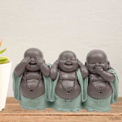 Statue 3 Laughing Buddhas - Zen and Feng Shui decoration - To create a relaxing and spiritual atmosphere - Lucky gift idea