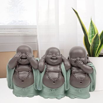 Statuette 3 Bonzes Sagesse – Décoration Zen et Feng Shui – Pour Créer une Ambiance Relaxante et Spirituelle – Idée Cadeau Porte-Bonheur 2