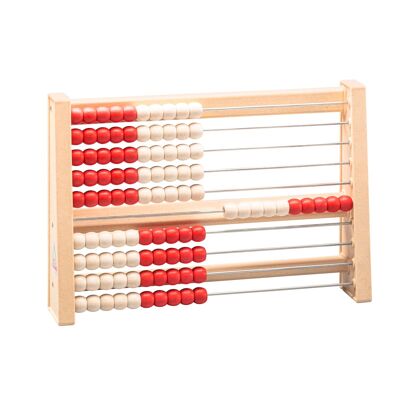 Marco de calculadora para 100 números rojo/blanco | RE-Wood® ábaco regla de cálculo del marco de conteo