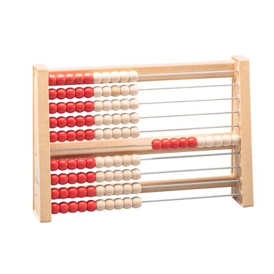 Marco de calculadora para 100 números rojo/blanco 080203.300 | RE-Wood® ábaco regla de cálculo del marco de conteo