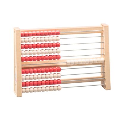 Marco de calculadora para 100 números rojo/blanco 080203.400 | RE-Wood® ábaco regla de cálculo del marco de conteo