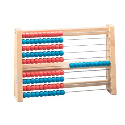 Cornice di calcolo per 100 numeri rosso/blu | RE-Wood® regolo calcolatore a cornice conta pallottoliere