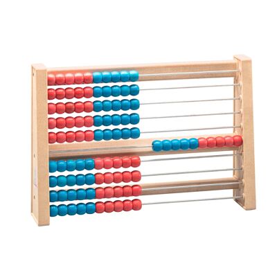 Marco de cálculo para 100 números rojo/azul | RE-Wood® ábaco regla de cálculo del marco de conteo