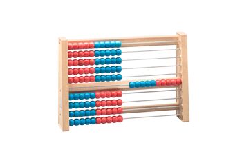 Cadre de calcul pour 100 chiffres rouge/bleu | Règle à calcul pour cadre de comptage RE-Wood® Abacus 1