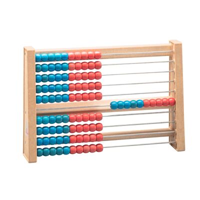 Cornice di calcolo per 100 numeri rosso/blu | RE-Wood® regolo calcolatore a cornice conta pallottoliere