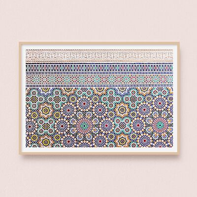 Poster / Foto - Zellige Wand | Moulay Idriss Marokko 30x40cm