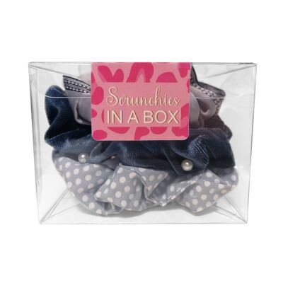 Scrunchie Jozemiek in scatola - set grigio blu