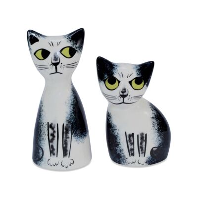 Black and White Cat Salt and Pepper Shakers