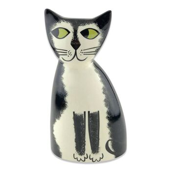 Tirelire chat noir et blanc en céramique faite à la main 1
