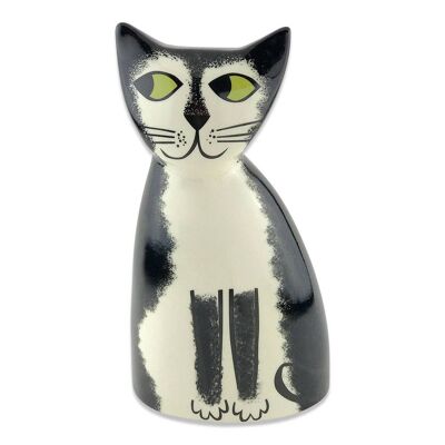 Salvadanaio gatto bianco e nero in ceramica fatto a mano
