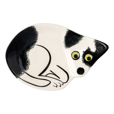 Handmade Ceramic Black and White Dog Trinket Dish