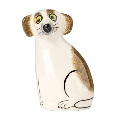 Handmade Ceramic Brown and White Dog Money Box