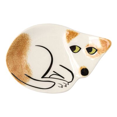 Handgefertigte Keramikschale für Hunde in Braun und Weiß