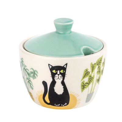 Zuccheriera gatto in ceramica fatta a mano con coperchio