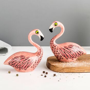 Salières et poivrières Flamingo en céramique faites à la main 2