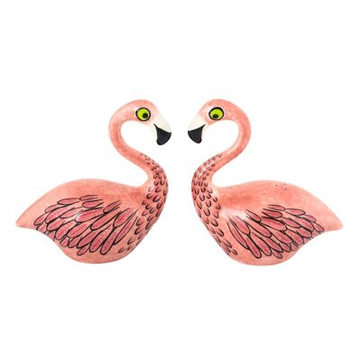 Saliera e pepiera Flamingo in ceramica fatti a mano