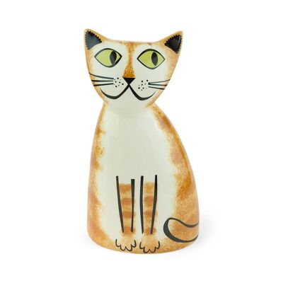Tirelire chat roux en céramique faite à la main