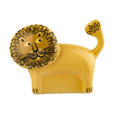 Hucha de león de cerámica hecha a mano