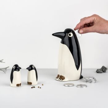 Tirelire pingouin en céramique faite à la main 3