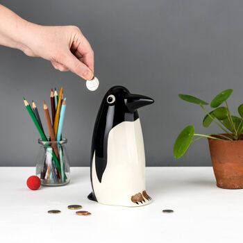 Tirelire pingouin en céramique faite à la main 2