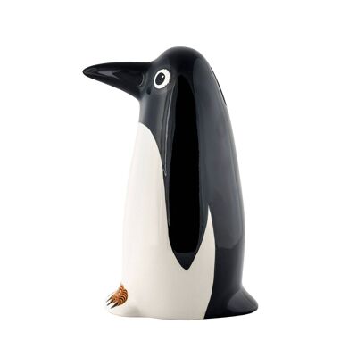 Hucha de pingüino de cerámica hecha a mano