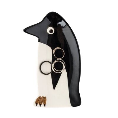 Plat à bibelots pingouin en céramique fait à la main