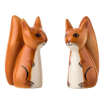 Handgefertigte Eichhörnchen-Salz- und Pfefferstreuer aus Keramik