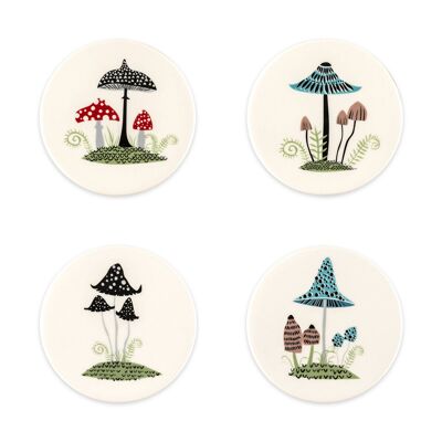 Handmade Ceramic Toadstool Coasters box set of 4