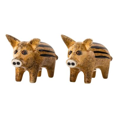 Handmade Ceramic Wild Boar Piglet Salt and Pepper Shakers