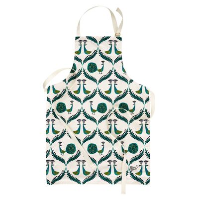 Peacock Apron in unbleached, organic cotton
