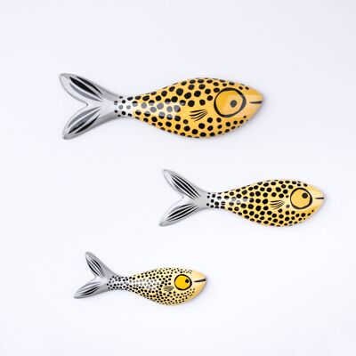 Wall-mounted Handmade Ceramic Fish Trio Orange