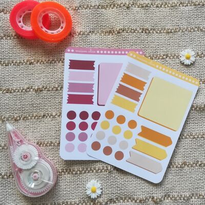 Sheet of colorful bullet journal organization stickers