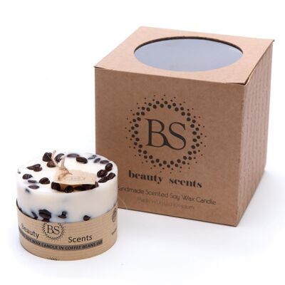 Small Vanilla & Coffee Scented Soy Candle With Coffee Beans box of 6