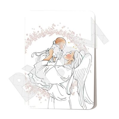 Carte de baptême "heureux les coeurs purs"  rose