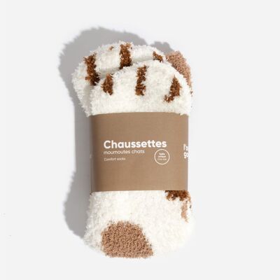 Cat moumoute socks - Spotted brown