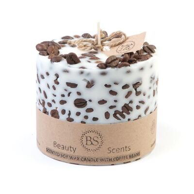 Large Vanilla & Coffee Scented Soy Candle With Coffee Beans box of 6