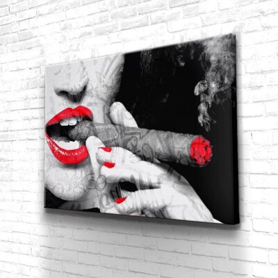 Tableau Red Smoking - 120 x 90 - Plexiglas - Cadre noir