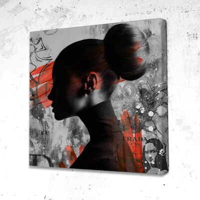 Tableau Red Fashion Street - 20 x 20 - Plexiglas - Cadre noir