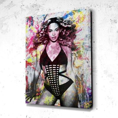 Tableau Queen Beyonce - 60 x 40 - Toile sur châssis - Cadre noir